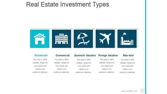 Real Estate Investment Types Ppt PowerPoint Presentation Slides Ideas