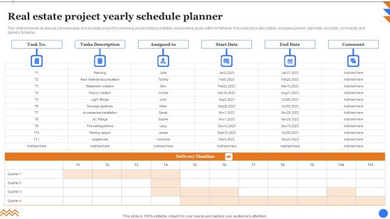 Real Estate Project Yearly Schedule Planner Sample PDF Real Estate Project Yearly Schedule Planner Sample PDF