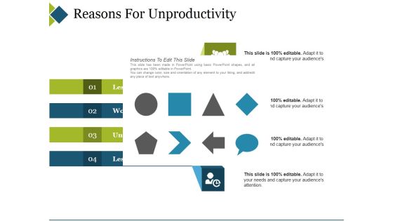 Reasons For Unproductivity Ppt PowerPoint Presentation Gallery Design Ideas