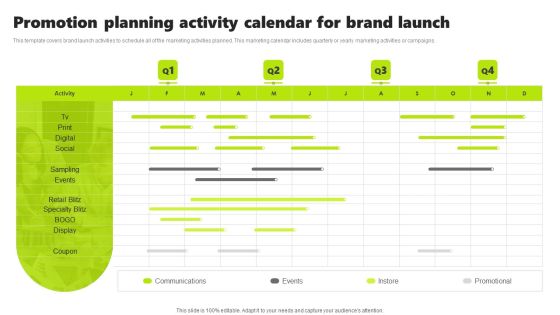 Rebrand Kick Off Plan Promotion Planning Activity Calendar For Brand Launch Download PDF