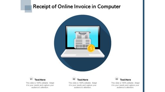 Receipt Of Online Invoice In Computer Ppt PowerPoint Presentation Styles Portrait PDF