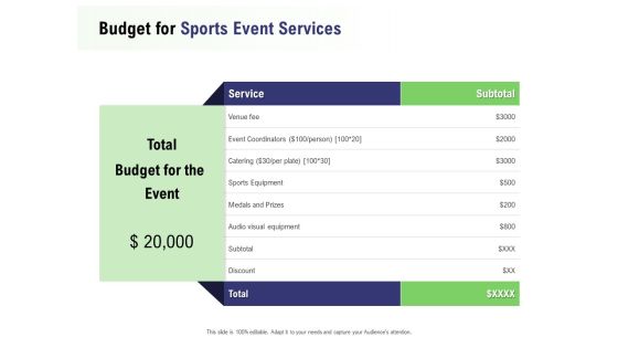 Recreational Program Proposal Budget For Sports Event Services Ppt Icon PDF Recreational Program Proposal Budget For Sports Event Services Ppt Icon PDF