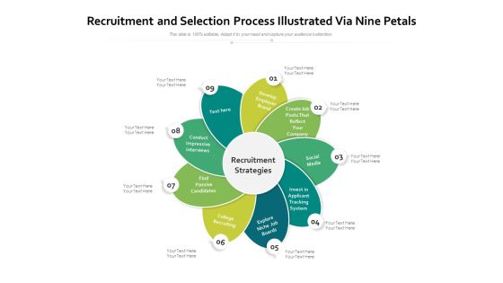 Recruitment And Selection Process Illustrated Via Nine Petals Ppt PowerPoint Presentation Ideas Skills PDF