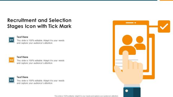 Recruitment And Selection Stages Icon With Tick Mark Infographics PDF Recruitment And Selection Stages Icon With Tick Mark Infographics PDF