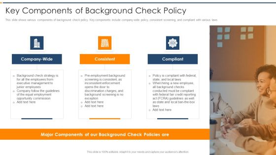 Recruitment Training Enhance Candidate Hiring Process Key Components Of Background Check Policy Summary PDF