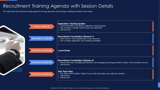 Recruitment Training To Optimize Recruitment Training Agenda With Session Details Themes PDF Recruitment Training To Optimize Recruitment Training Agenda With Session Details Themes PDF