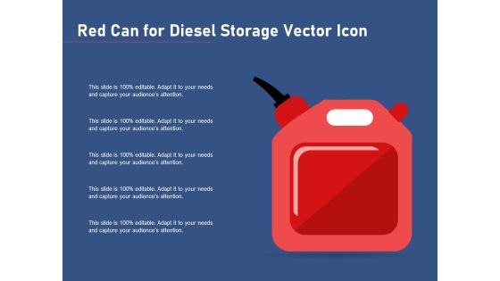 Red Can For Diesel Storage Vector Icon Ppt PowerPoint Presentation Portfolio Rules PDF