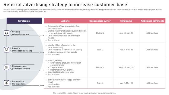 Referral Advertising Strategy To Increase Customer Base Icons PDF Referral Advertising Strategy To Increase Customer Base Icons PDF