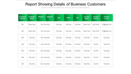 Report Showing Details Of Business Customers Ppt PowerPoint Presentation Outline Influencers PDF Report Showing Details Of Business Customers Ppt PowerPoint Presentation Outline Influencers PDF