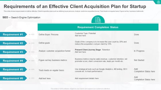 Requirements Of An Effective Client Acquisition Plan For Startup Formats PDF Requirements Of An Effective Client Acquisition Plan For Startup Formats PDF