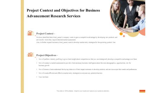 Research Advancement Services Project Context And Objectives For Business Advancement Research Services Graphics PDF