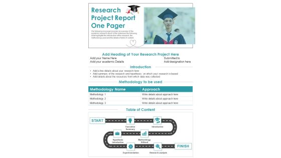 Research Project Report One Pager PDF Document PPT Template