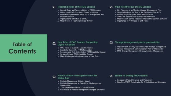 Responsibilities Project Management Office Implementing Digitalization Plan Table Of Contents Rules PDF