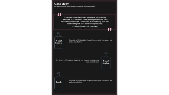 Restaurant Point Of Sale Proposal Case Study One Pager Sample Example Document Restaurant Point Of Sale Proposal Case Study One Pager Sample Example Document