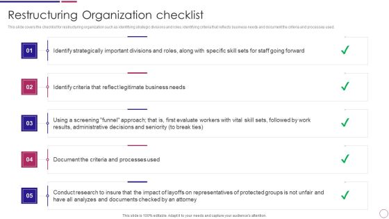 Restructuring Organization Checklist Ppt PowerPoint Presentation Gallery Aids PDF Restructuring Organization Checklist Ppt PowerPoint Presentation Gallery Aids PDF