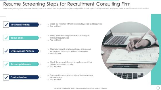 Resume Screening Steps For Recruitment Consulting Firm Sample PDF Resume Screening Steps For Recruitment Consulting Firm Sample PDF