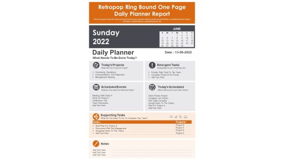 Retropop Ring Bound One Page Daily Planner Report PDF Document PPT Template Retropop Ring Bound One Page Daily Planner Report PDF Document PPT Template