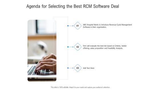Revenue Cycle Management Deal Agenda For Selecting The Best RCM Software Deal Slides PDF Revenue Cycle Management Deal Agenda For Selecting The Best RCM Software Deal Slides PDF