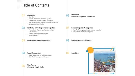 Reverse Logistic In Supply Chain Strategy Table Of Contents Brochure PDF Reverse Logistic In Supply Chain Strategy Table Of Contents Brochure PDF