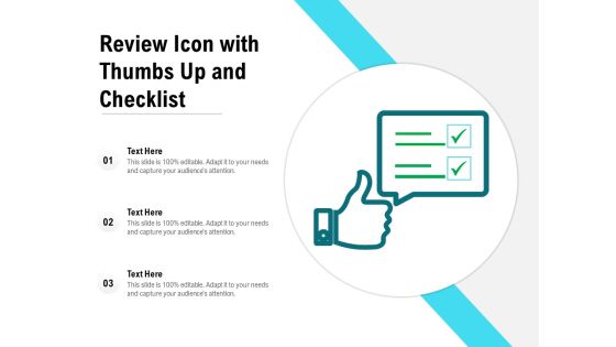 Review Icon With Thumbs Up And Checklist Ppt PowerPoint Presentation File Guide PDF