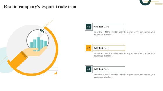 Rise In Companys Export Trade Icon Designs PDF