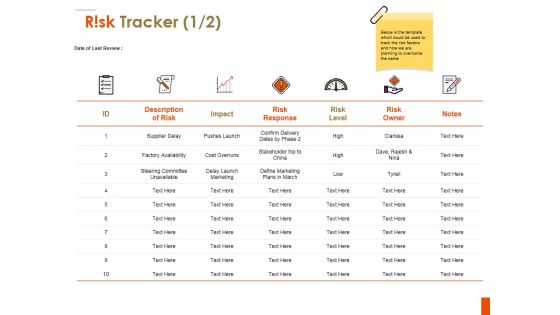 Risk Tracker Template 1 Ppt PowerPoint Presentation Pictures Example Introduction