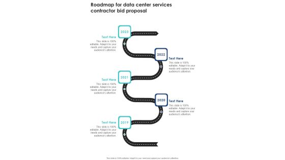 Roadmap For Data Center Services Contractor Bid Proposal One Pager Sample Example Document Roadmap For Data Center Services Contractor Bid Proposal One Pager Sample Example Document