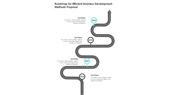 Roadmap For Efficient Business Development Methods Proposal One Pager Sample Example Document Roadmap For Efficient Business Development Methods Proposal One Pager Sample Example Document