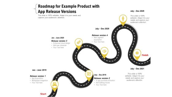 Roadmap For Example Product With App Release Versions Ppt PowerPoint Presentation Gallery Format PDF Roadmap For Example Product With App Release Versions Ppt PowerPoint Presentation Gallery Format PDF