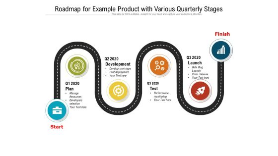 Roadmap For Example Product With Various Quarterly Stages Ppt PowerPoint Presentation File Example PDF Roadmap For Example Product With Various Quarterly Stages Ppt PowerPoint Presentation File Example PDF
