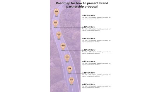 Roadmap For How To Present Brand Partnership Proposal One Pager Sample Example Document Roadmap For How To Present Brand Partnership Proposal One Pager Sample Example Document