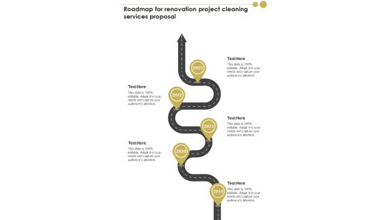 Roadmap For Renovation Project Cleaning Services Proposal One Pager Sample Example Document
