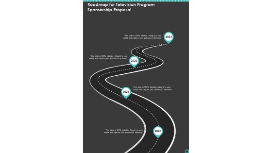 Roadmap For Television Program Sponsorship Proposal One Pager Sample Example Document Roadmap For Television Program Sponsorship Proposal One Pager Sample Example Document