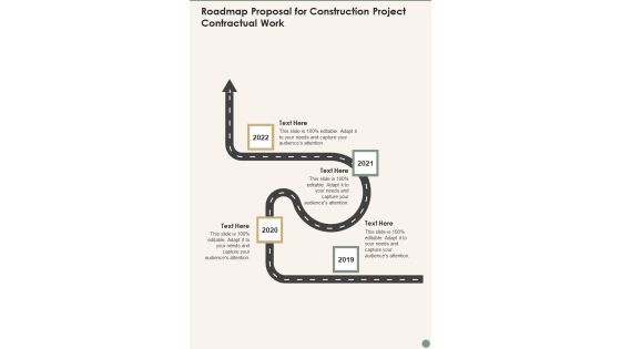 Roadmap Proposal For Construction Project Contractual Work Wd One Pager Sample Example Document Roadmap Proposal For Construction Project Contractual Work Wd One Pager Sample Example Document