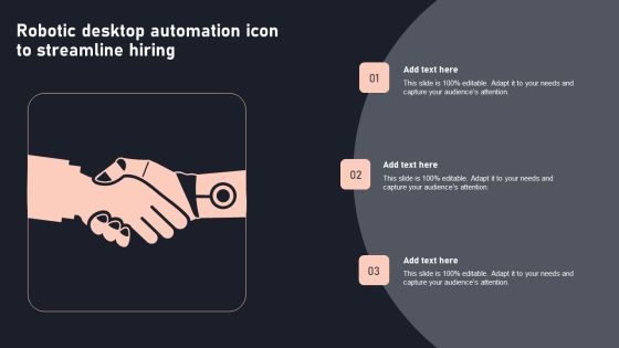 Robotic Desktop Automation Icon To Streamline Hiring Summary PDF