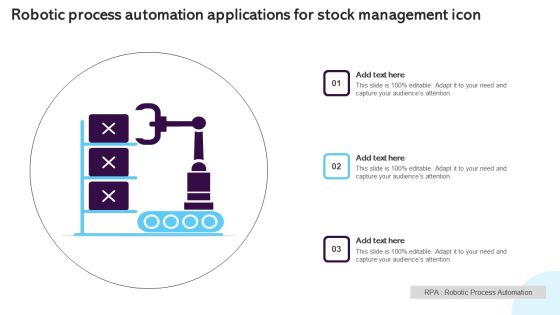 Robotic Process Automation Applications For Stock Management Icon Structure PDF Robotic Process Automation Applications For Stock Management Icon Structure PDF