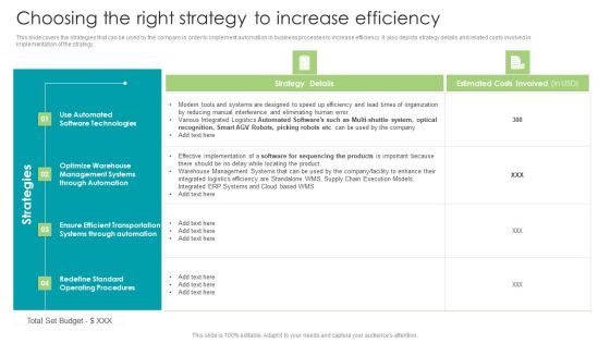 Robotic Process Automation Choosing The Right Strategy To Increase Efficiency Slides PDF Robotic Process Automation Choosing The Right Strategy To Increase Efficiency Slides PDF
