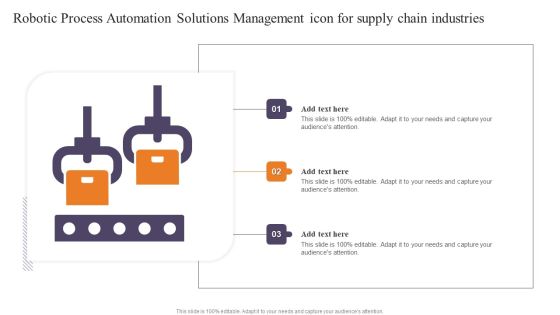 Robotic Process Automation Solutions Management Icon For Supply Chain Industries Mockup PDF Robotic Process Automation Solutions Management Icon For Supply Chain Industries Mockup PDF