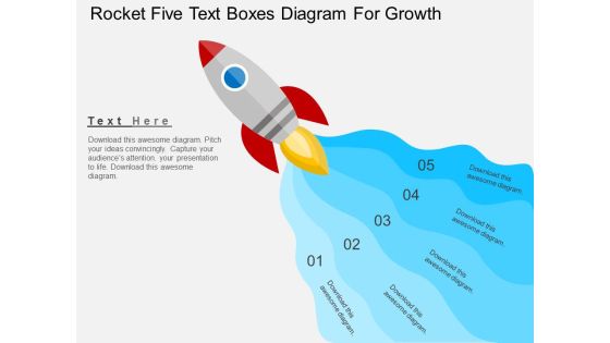 Rocket Five Text Boxes Diagram For Growth Powerpoint Template Rocket Five Text Boxes Diagram For Growth Powerpoint Template
