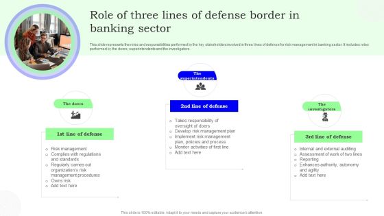 Role Of Three Lines Of Defense Border In Banking Sector Infographics PDF Role Of Three Lines Of Defense Border In Banking Sector Infographics PDF