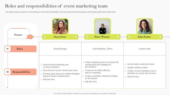 Roles And Responsibilities Of Event Marketing Team Ppt Icon Background Image PDF Roles And Responsibilities Of Event Marketing Team Ppt Icon Background Image PDF