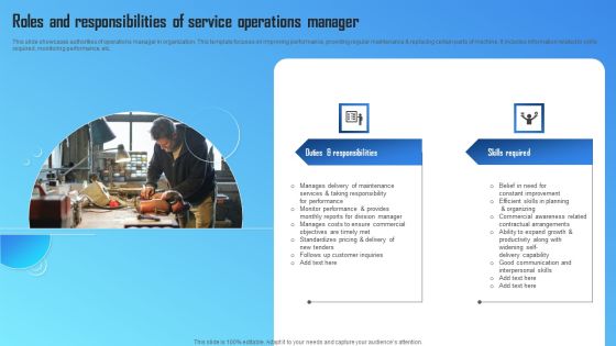 Roles And Responsibilities Of Service Operations Manager Formats PDF Roles And Responsibilities Of Service Operations Manager Formats PDF