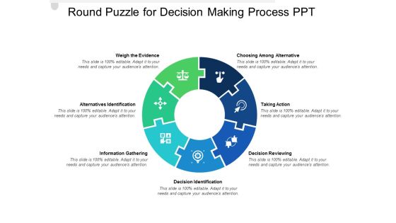 Round Puzzle For Decision Making Process PPT Ppt PowerPoint Presentation Ideas Background Image