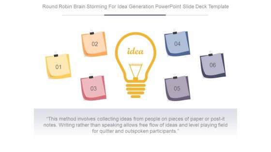 Round Robin Brain Storming For Idea Generation Powerpoint Slide Deck Template Round Robin Brain Storming For Idea Generation Powerpoint Slide Deck Template