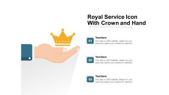 Royal Service Icon With Crown And Hand Ppt PowerPoint Presentation Icon Layouts PDF