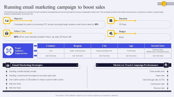 Running Email Marketing Campaign To Boost Sales Ppt PowerPoint Presentation File Infographic Template PDF