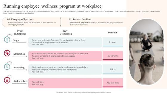 Running Employee Wellness Program At Workplace Download PDF