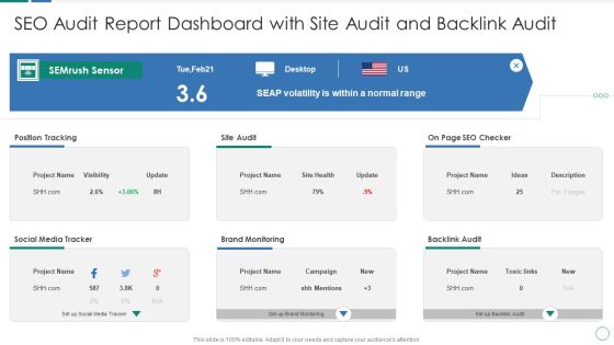 SEO Audit Report Dashboard With Site Audit And Backlink Audit Summary PDF SEO Audit Report Dashboard With Site Audit And Backlink Audit Summary PDF