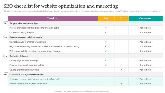 SEO Checklist For Website Optimization And Marketing Ppt Icon Examples PDF SEO Checklist For Website Optimization And Marketing Ppt Icon Examples PDF