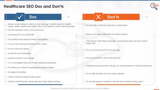 SEO Dos And Donts For Healthcare Firms Training Ppt SEO Dos And Donts For Healthcare Firms Training Ppt